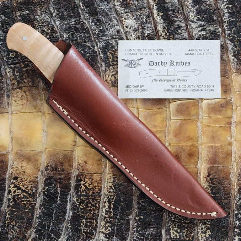 Darby Custom Knives Sheath Knife in Natural Curly Maple 1997 knives for sale