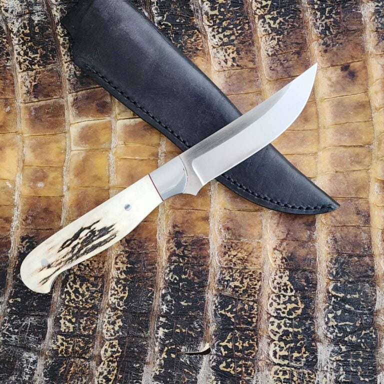 Jed Darby Custom 1996 Stag Sheath Knife with single finger groove knives for sale