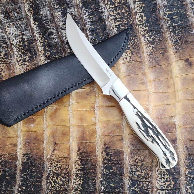 Jed Darby Custom 1996 Stag Sheath Knife with single finger groove knives for sale