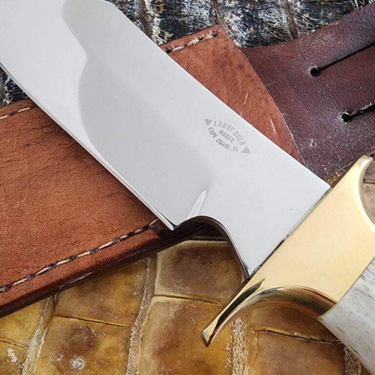 Larry Dula Custom 1990's Stag Sheath Knife with Brass Hardware knives for sale