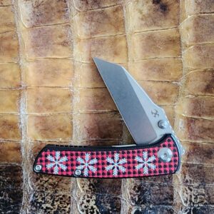 Kansept Little MainStreet T2015AC 154 CPM Plaid Red add Black G10 w/ Snowflake Print. knives for sale