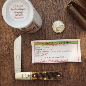 Great Eastern Cutlery #153124 Rustic Brown Sawcut Richlite PROTOTYPE knives for sale