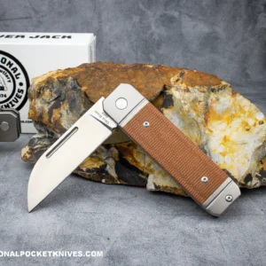 Ohio River Jack Single Blade Wharncliffe Natural Canvas Micarta knives for sale
