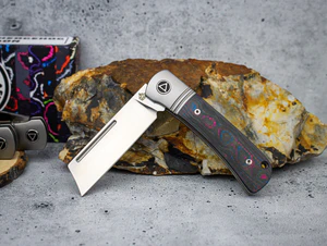 C. Risner Exclusive Hedgehog Single Blade Sheepsfoot Camocarbon-Miami Vice knives for sale