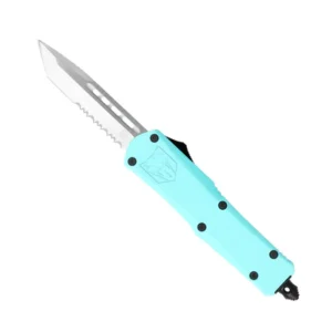 CobraTec Mint Blue FS-3 double action OTF Knife Serrated Tanto knives for sale