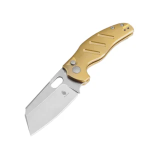 Kizer C01C 3V Blade Button Lock Brass Handle V4488BC2 knives for sale