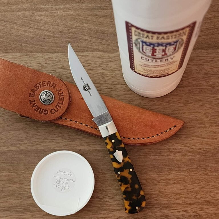 Great Eastern Cutlery #H73116 Tortoise Shell Acrylic Hunter with Leather Sheath (1 of 25) knives for sale