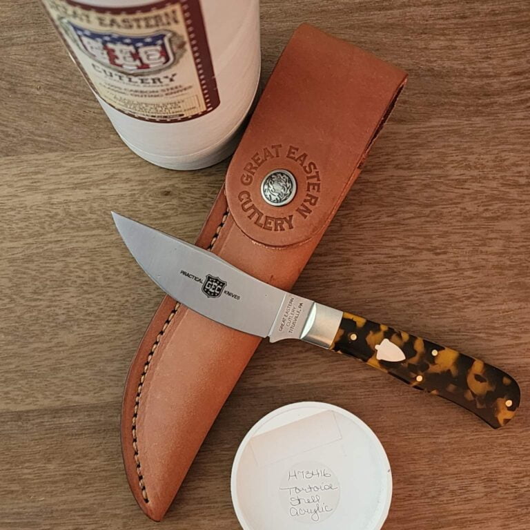 Great Eastern Cutlery #H73416 Tortoise Shell Acrylic Hunter with Leather Sheath (1 of 5) knives for sale