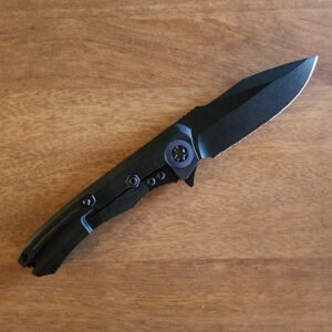 Heretic Knives Wraith Manual V3 DLC Single Edge Serrated with Blue Titanium Accents H001-6B-BLUTi knives for sale