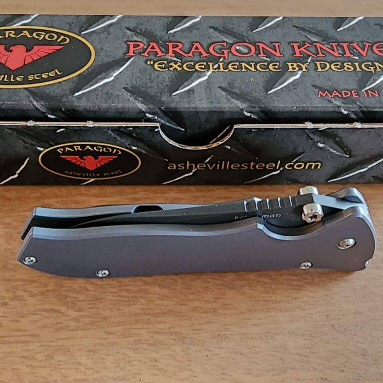 Paragon Knives USA "MOD" Master of Defense Frame Lock Aluminum Silver/Black Partially Serrated Point Man knives for sale