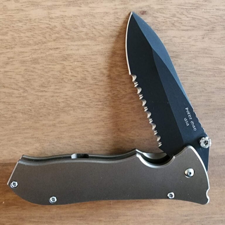 Paragon Knives USA "MOD" Master of Defense Frame Lock Aluminum Bronze/Black Partially Serrated Point Man knives for sale
