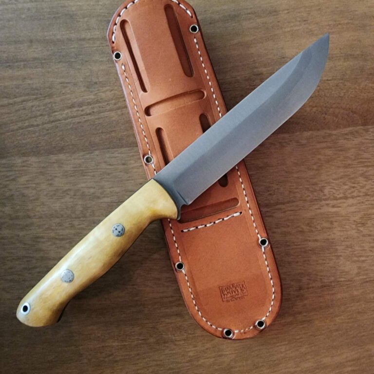 Bark River Bravo 1.5 Natural Curly Maple With Black Liner Mosaic knives for sale