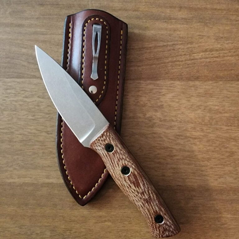 Fiddleback Forge Bushfinger Natural Canvas Micarta -S35VN knives for sale