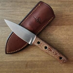 Fiddleback Forge Bushfinger Natural Canvas Micarta -S35VN knives for sale