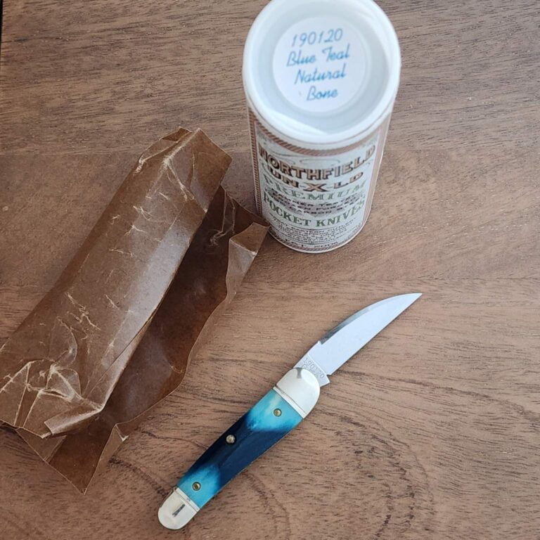 Great Eastern Cutlery #190120 Teal Blue Natural Bone knives for sale