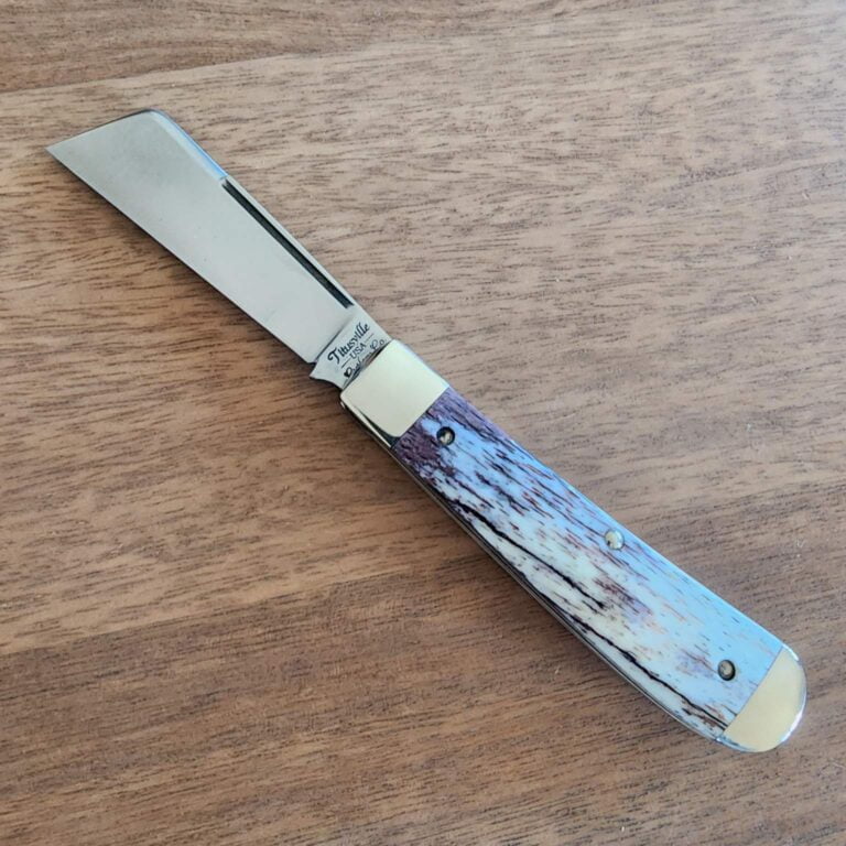 Titusville Big Easy Cotton Sampler Purple Giraffe Bone 1095 Carbon W/ Long Pull 1 of 1 PROTOTYPE knives for sale