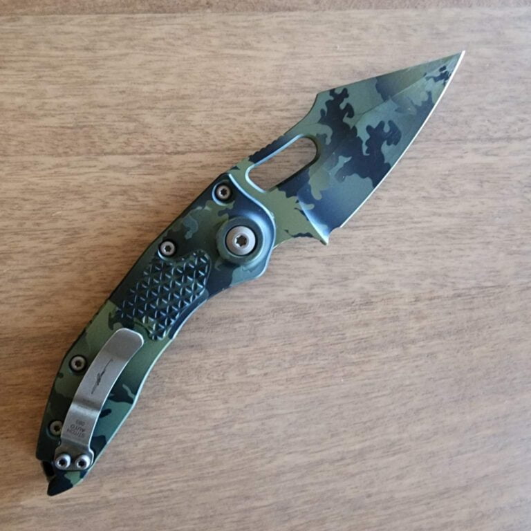 MICROTECH STITCH AS/E SIGNATURE SERIES OLIVE CAMO STANDARD 169-1 OCS S/N093 knives for sale