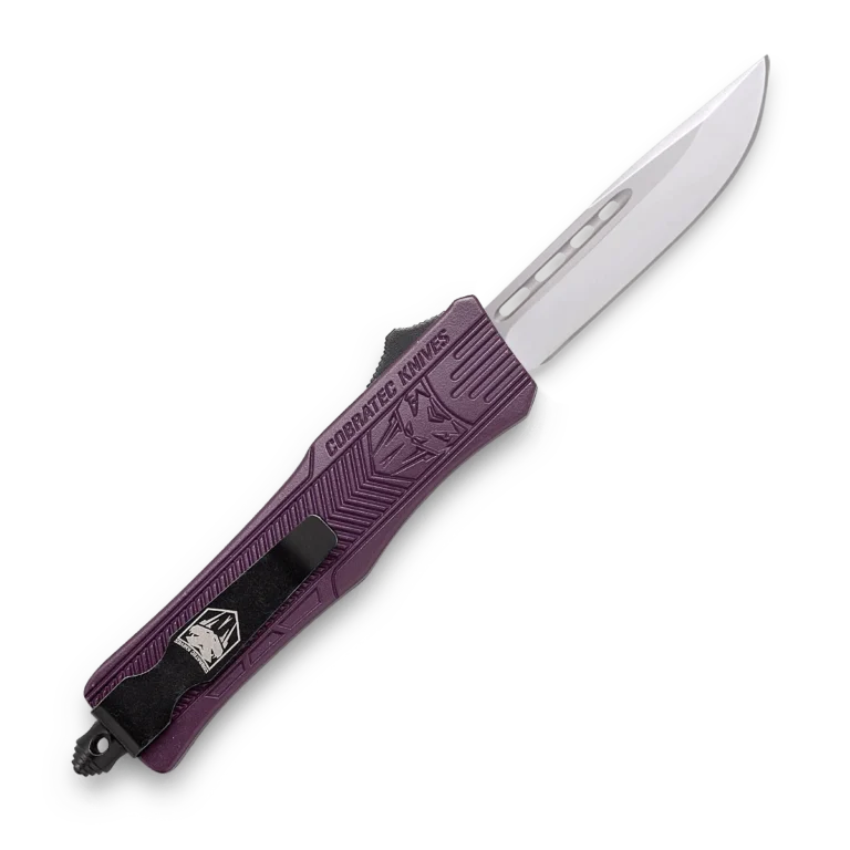 CobraTec Plum CTK-1 double action OTF Knife not serrated knives for sale