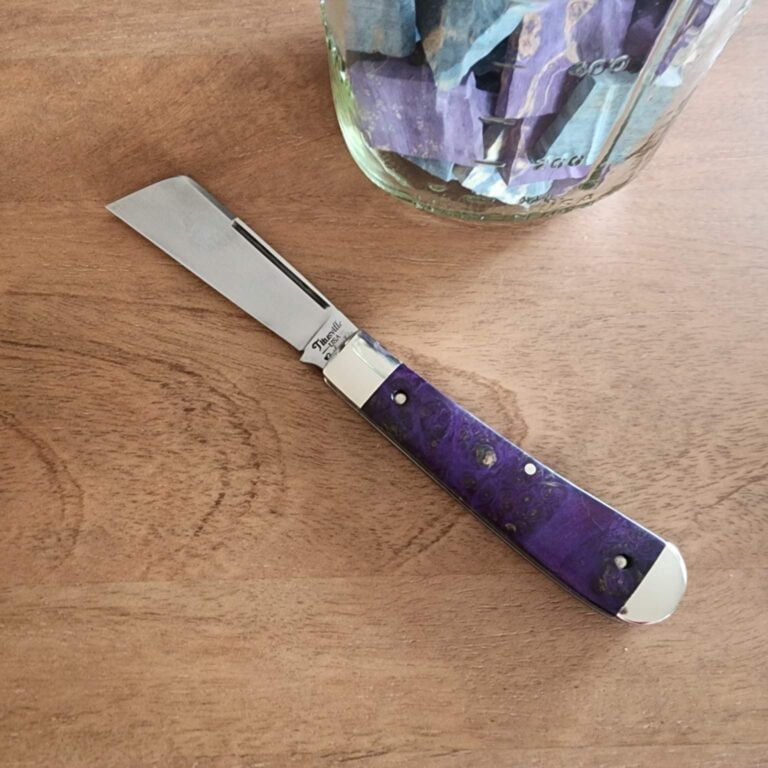 Titusville Big Easy Cotton Sampler Purple Boxelder 1095 Carbon W/ Long Pull 1 of 15 knives for sale