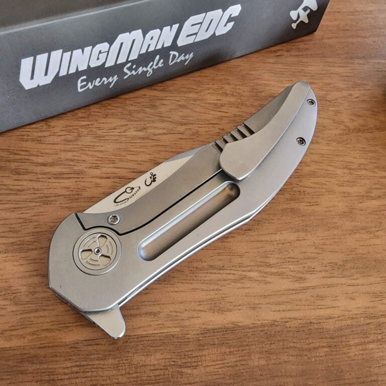 Wing Man EDC Toro-Mach 3 Frosted Satin M390 Titanium No. 15  With TI Lanyard Bead knives for sale