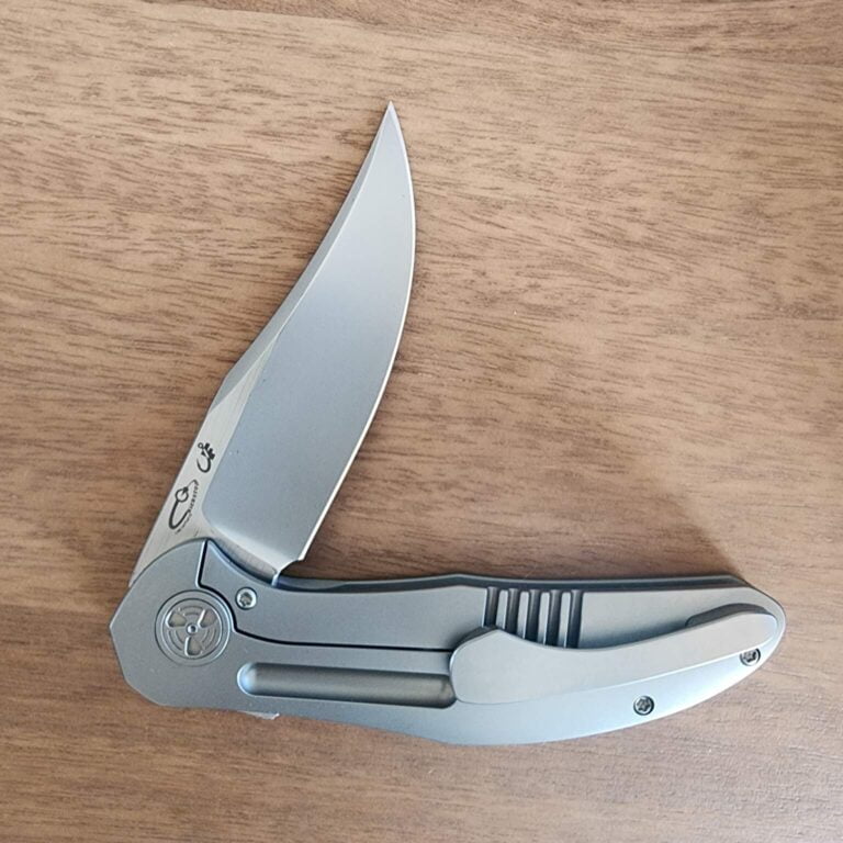 Wing Man EDC Toro-Mach 3 Frosted Satin M390 Titanium No. 15  With TI Lanyard Bead knives for sale