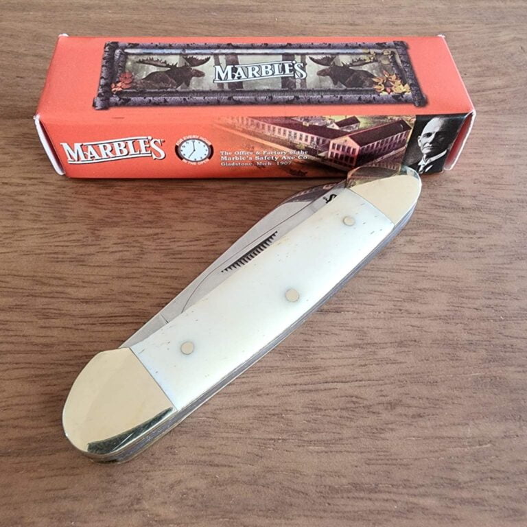 Marbles Smooth White Bone Canoe MR 580 knives for sale