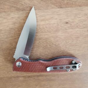 TOPS Knives Mini Scandi Folder MSF-4.0 Flipper Knife Tan Micarta V-4789 knives for sale