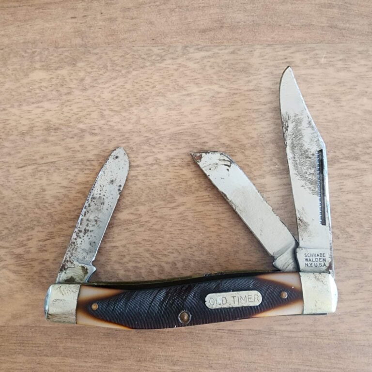 Schrade Walden Old Timer Brown USA made Trapper knives for sale