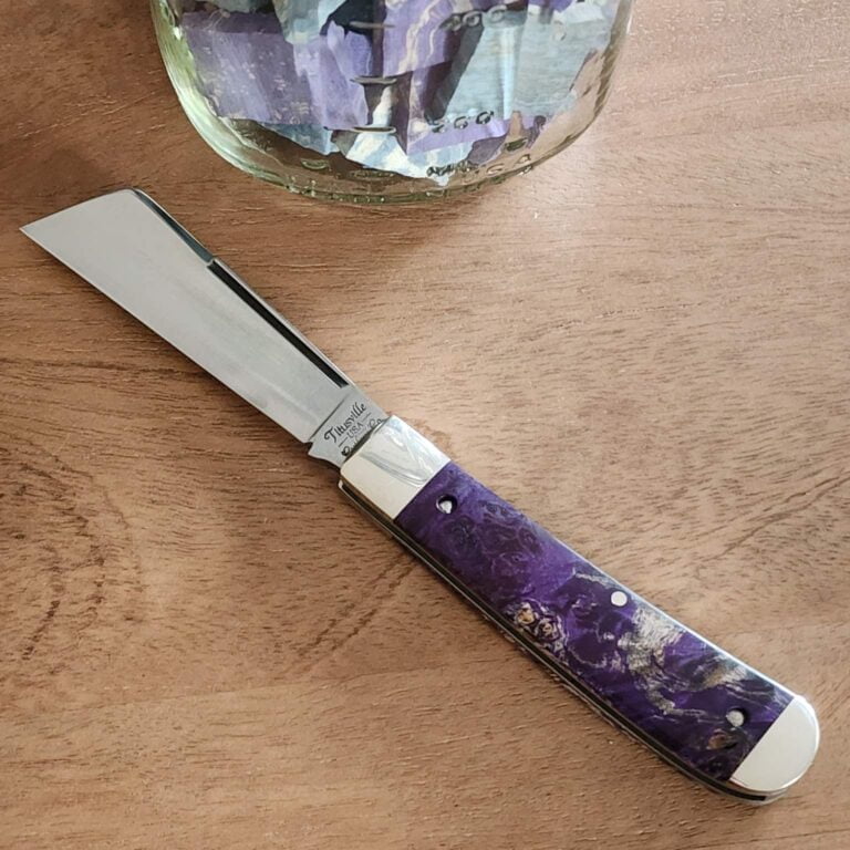 Titusville Big Easy Cotton Sampler Purple Boxelder 1095 Carbon W/ Long Pull 1 of 15 knives for sale