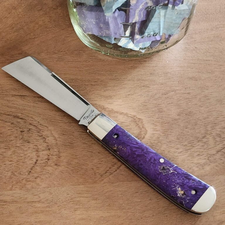 Titusville Big Easy Cotton Sampler Purple Boxelder 1095 Carbon W/ Long Pull 1 of 15 knives for sale