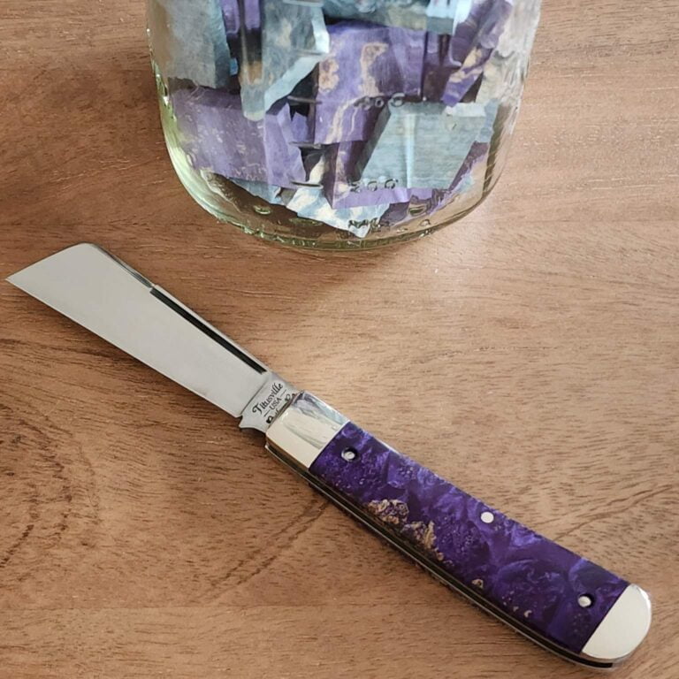 Titusville Big Easy Cotton Sampler Purple Boxelder 1095 Carbon W/ Long Pull 1 of 15 knives for sale