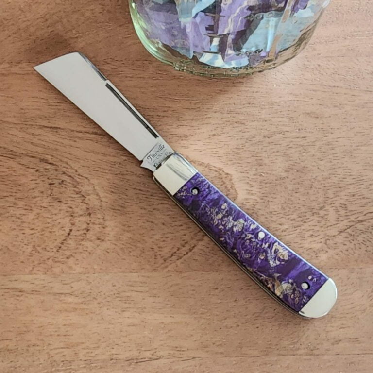 Titusville Big Easy Cotton Sampler Purple Boxelder 1095 Carbon W/ Long Pull 1 of 15 knives for sale