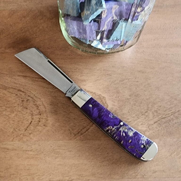 Titusville Big Easy Cotton Sampler Purple Boxelder 1095 Carbon W/ Long Pull 1 of 15 knives for sale