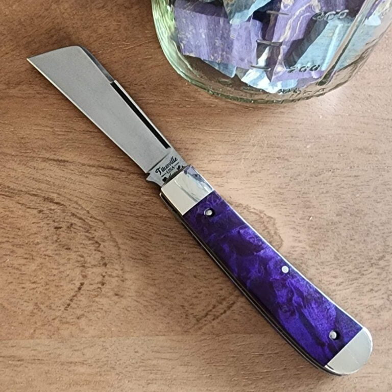 Titusville Big Easy Cotton Sampler Purple Boxelder 1095 Carbon W/ Long Pull 1 of 15 knives for sale