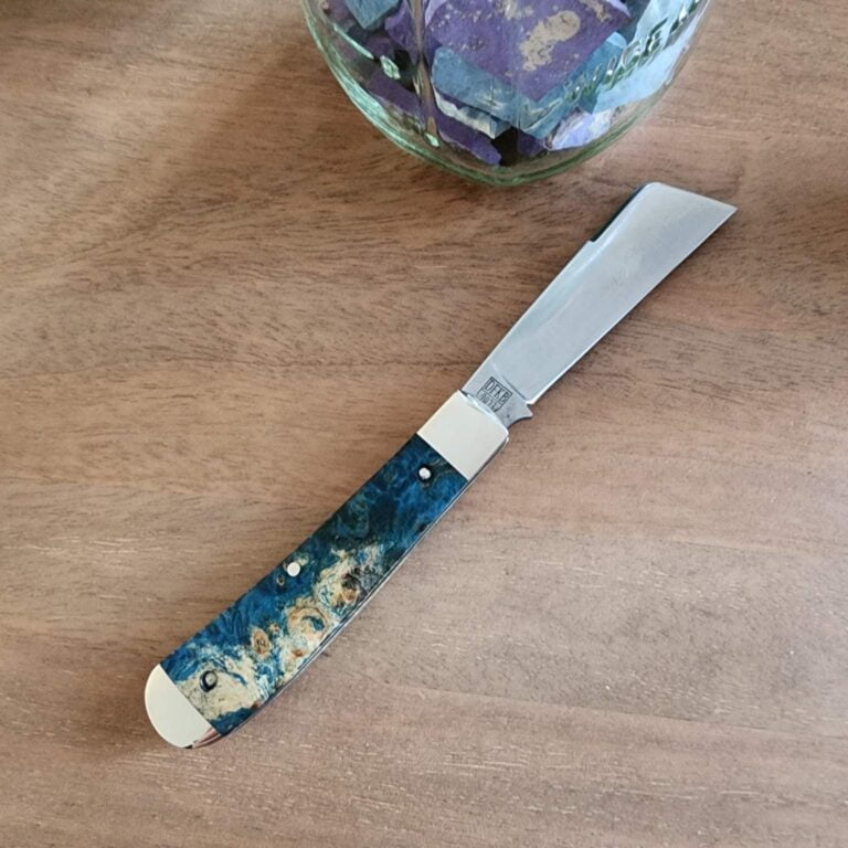 Titusville Big Easy Cotton Sampler Blue Boxelder 1095 Carbon W/ Long Pull 1 of 15 knives for sale