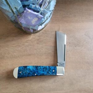 Titusville Big Easy Cotton Sampler Blue Boxelder 1095 Carbon W/ Long Pull 1 of 15 knives for sale