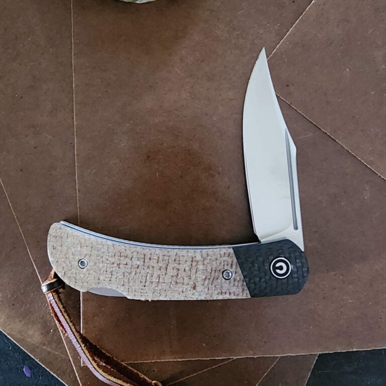 Civivi Rustic Gent with D2 steel, carbon fiber bolsters, and micarta scales knives for sale