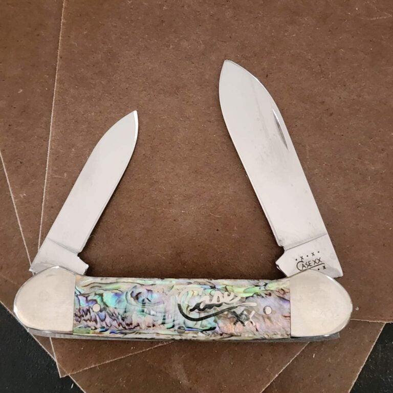 Case XX Silver Script Abalone 82131 SS Canoe knives for sale