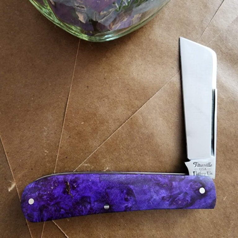 Titusville Big Easy Cotton Sampler Purple Boxelder Shadow Pattern 1095 Carbon W/ Long Pull 1 of 15 knives for sale