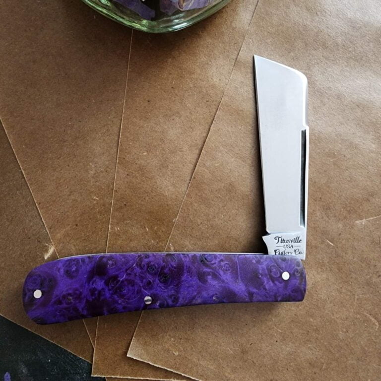 Titusville Big Easy Cotton Sampler Purple Boxelder Shadow Pattern 1095 Carbon W/ Long Pull 1 of 15 knives for sale