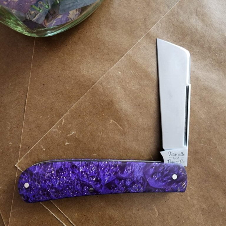 Titusville Big Easy Cotton Sampler Purple Boxelder Shadow Pattern 1095 Carbon W/ Long Pull 1 of 15 knives for sale