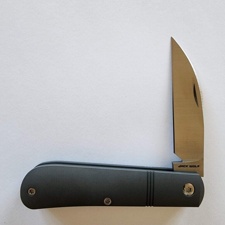 Jack Wolf Laid Back Jack Re-Release Smooth Titanium, Dark Blasted 6AL/4V (Discounted Cosmetic Second) knives for sale