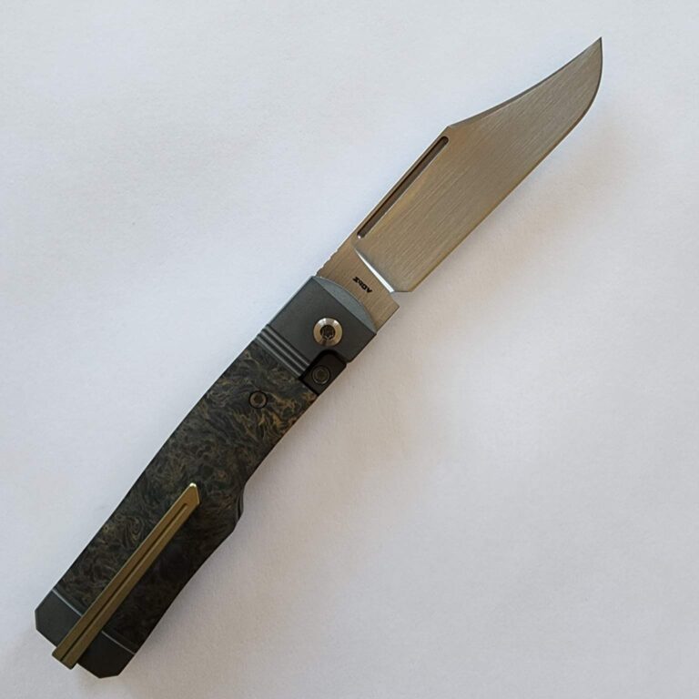 GUNSLINGER JACK - FAT CARBON DARK MATTER GOLD HAND SATIN (Discounted Cosmetic Second) knives for sale