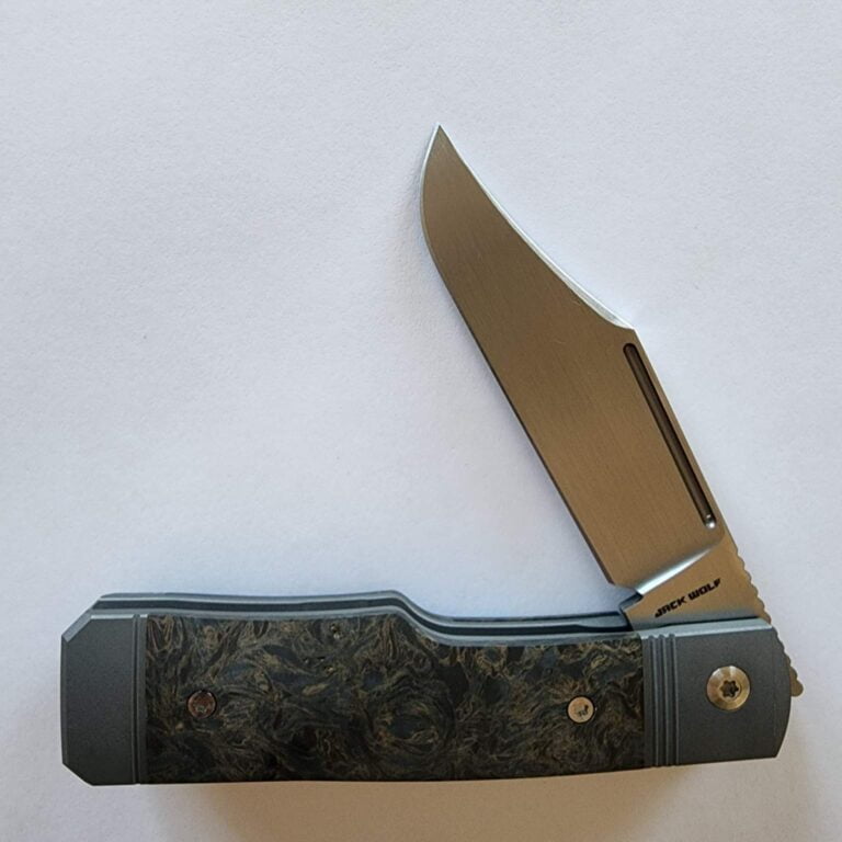 GUNSLINGER JACK - FAT CARBON DARK MATTER GOLD HAND SATIN (Discounted Cosmetic Second) knives for sale