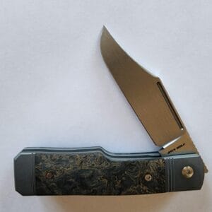 GUNSLINGER JACK - FAT CARBON DARK MATTER GOLD HAND SATIN (Discounted Cosmetic Second knives for sale