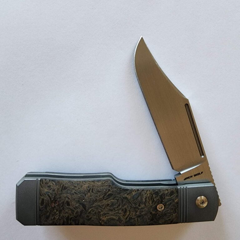 GUNSLINGER JACK - FAT CARBON DARK MATTER GOLD HAND SATIN (Discounted Cosmetic Second) knives for sale