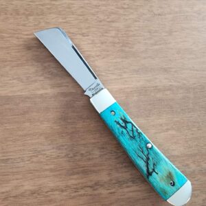 Titusville Big Easy Cotton Sampler 1095 Carbon W/ Long Pull 1 of 1 PROTOTYPE 2024 Teal Lightning Wood knives for sale