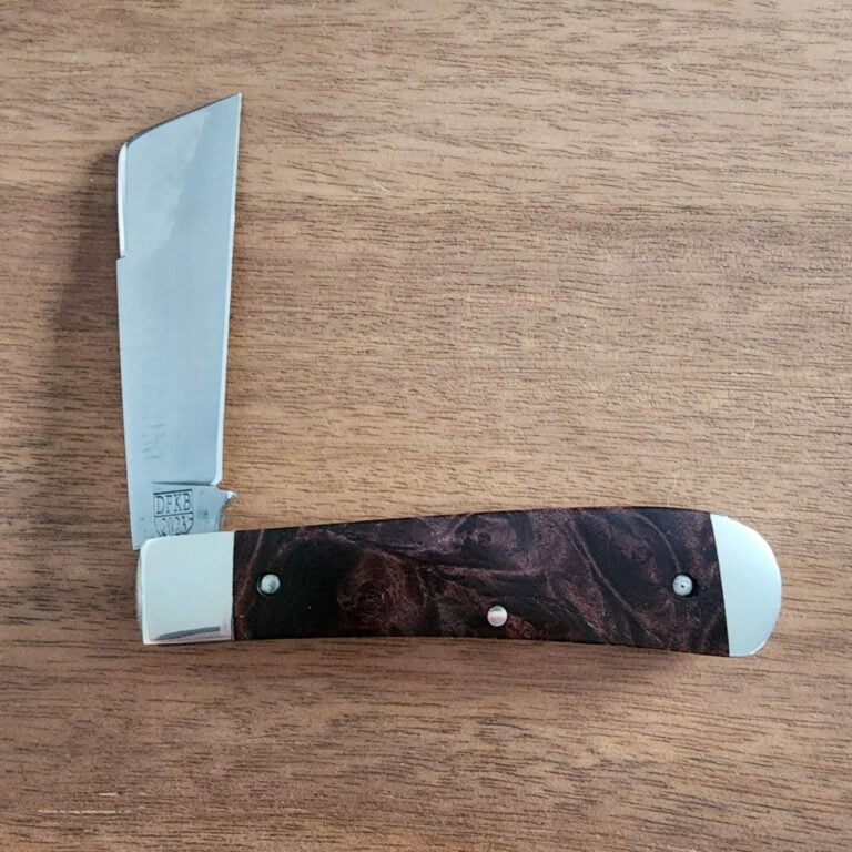Titusville Big Easy Cotton Sampler 1095 Carbon W/ Long Pull 1 of 1 PROTOTYPE 2024 Brown Maple Burl knives for sale