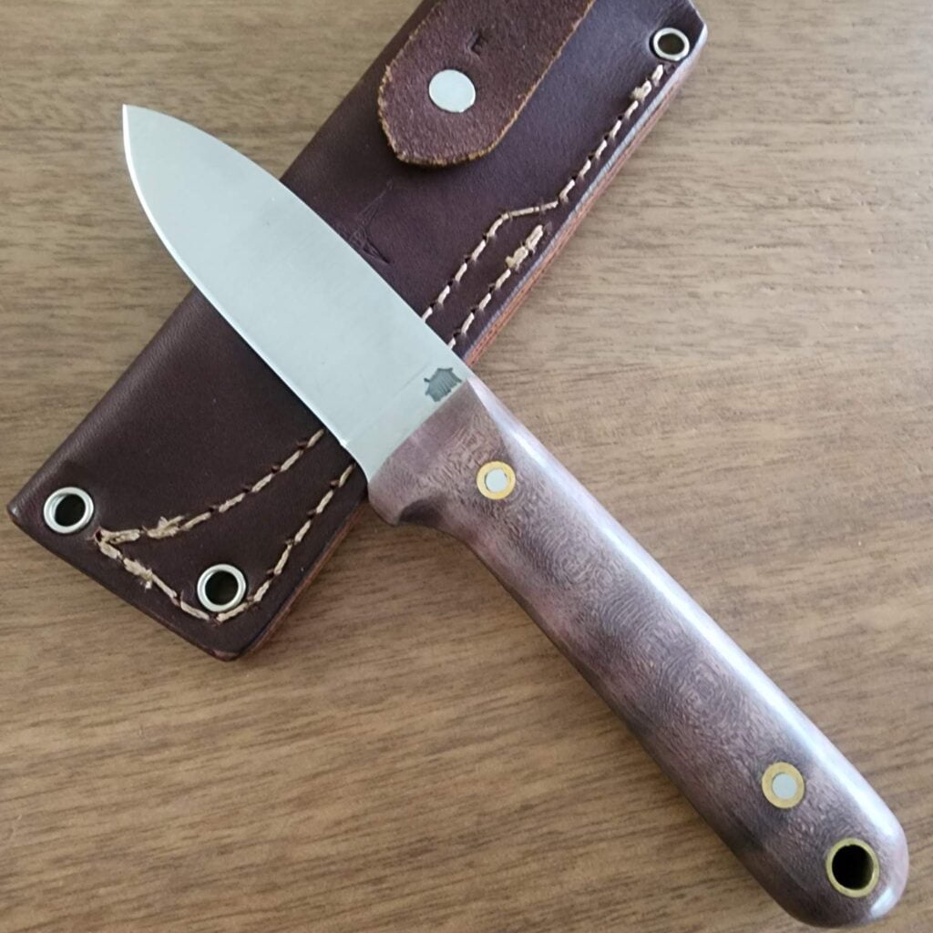 L.T. Wright Hand Crafted Knives Next Gen A2 Flat Dark Curly Maple Black ...