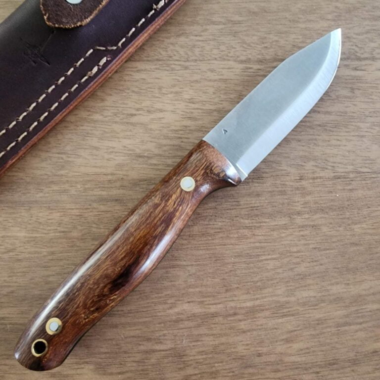 L.T. Wright Hand Crafted Knives Switchback A2 Scandi Desert Ironwood Black Liners knives for sale